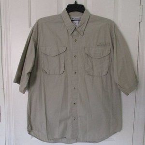 Columbia Mens S/S Tan Cotton Active Fishing Shirt - Size M-L*